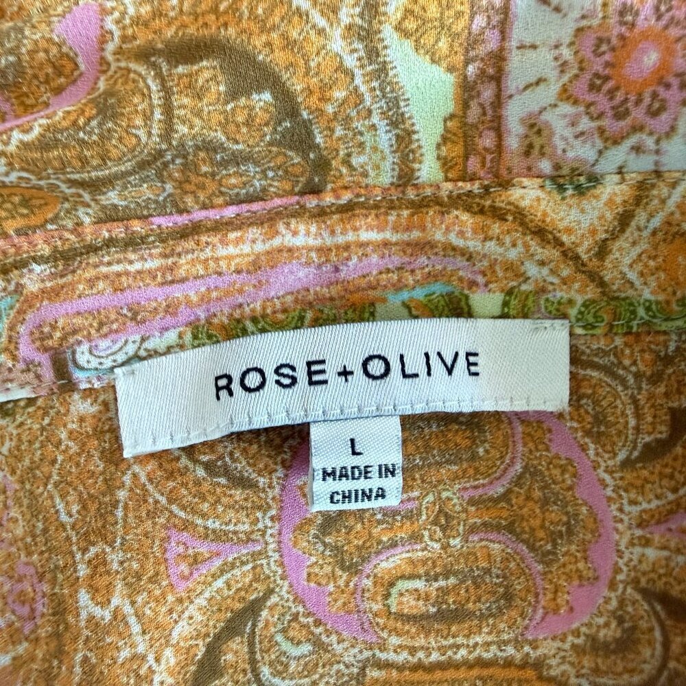 Rose & Olive Patchwork Paisley Button-Down Blouse Size L - Picture 4 of 6